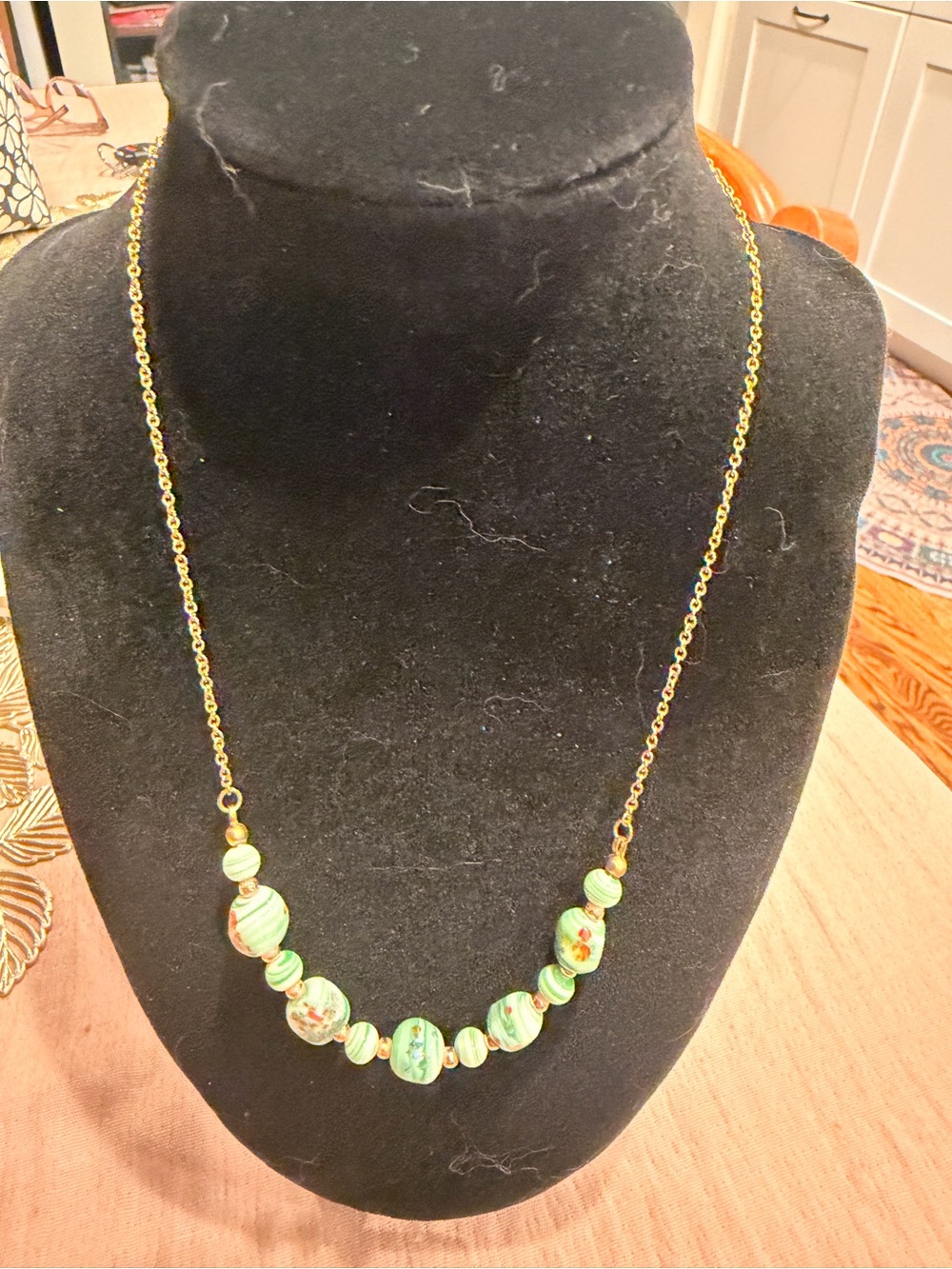 Vintage Venetian Green Glass Fiorato Necklace